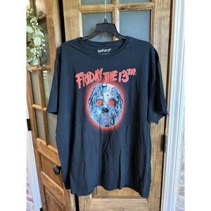 Friday‎ the 13th T-Shirt Graphic Jason Voorhees Hockey Mask Black Size XL Horror